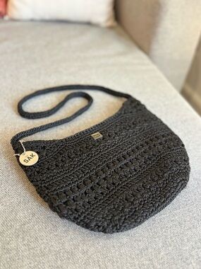 The Sak Black Crochet Shoulder Bag